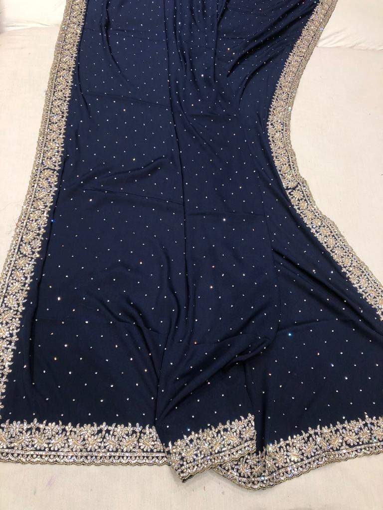 Crepe gorgette saree - Saffronfashionindia