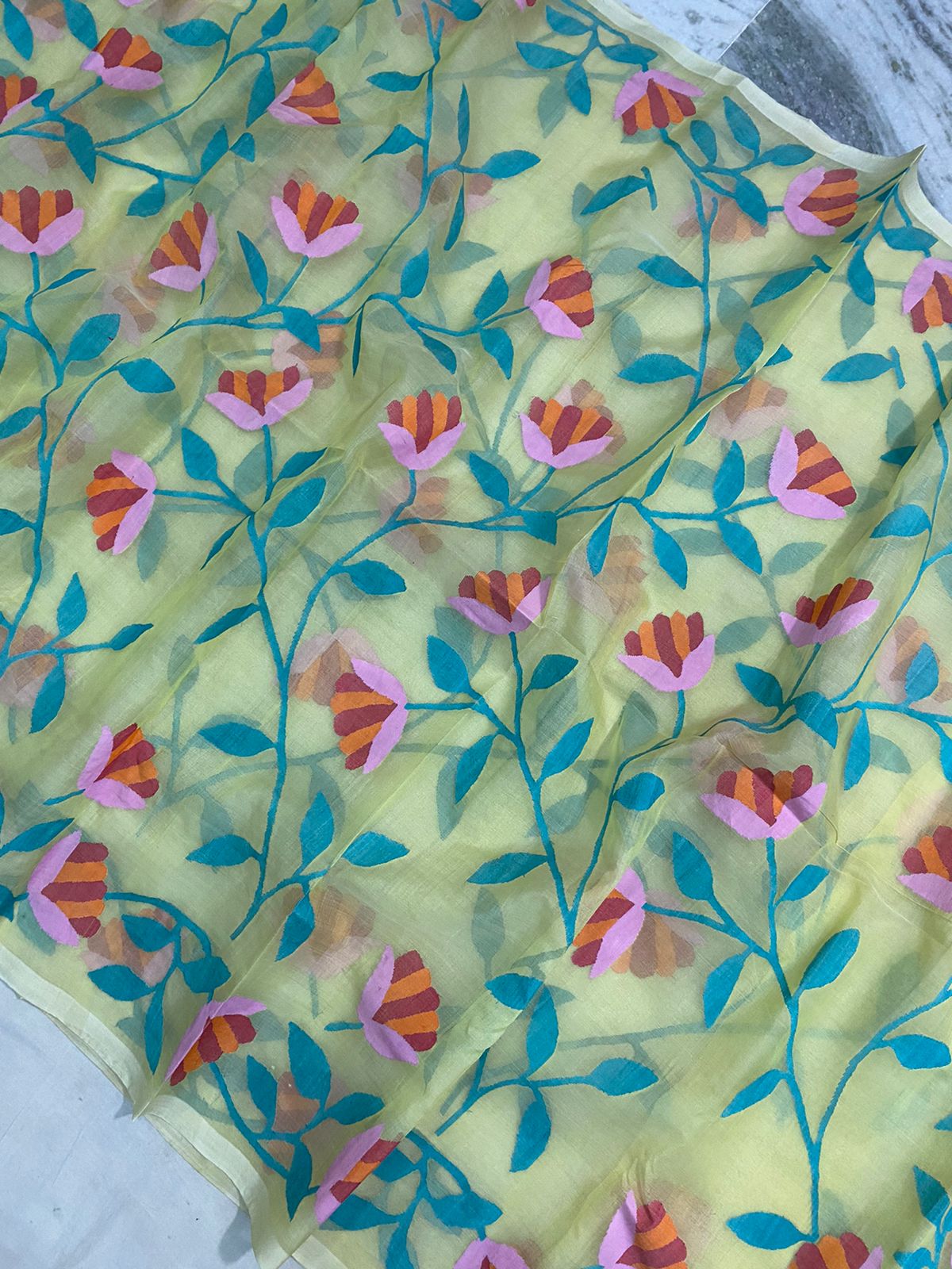 Boudi handwoven jamdani saree - Saffronfashionindia