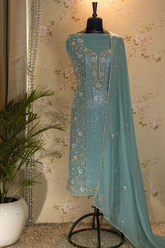 Shabnam handcrafted organza dress - Saffronfashionindia