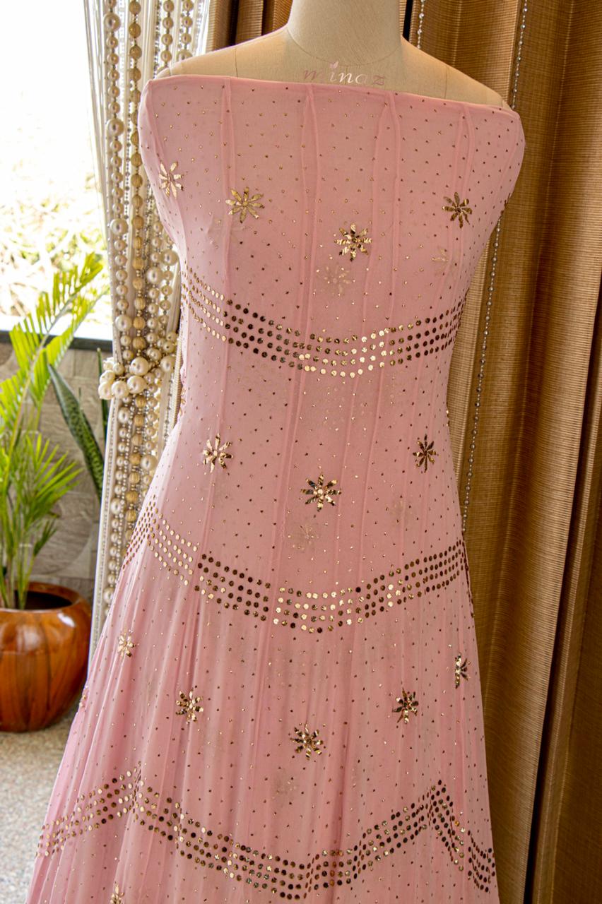 Kamdani pink anarkali gorgette suit - Saffronfashionindia