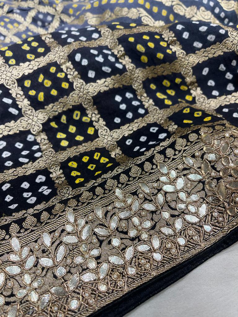Hansiha khaddi bandhej saree - Saffronfashionindia