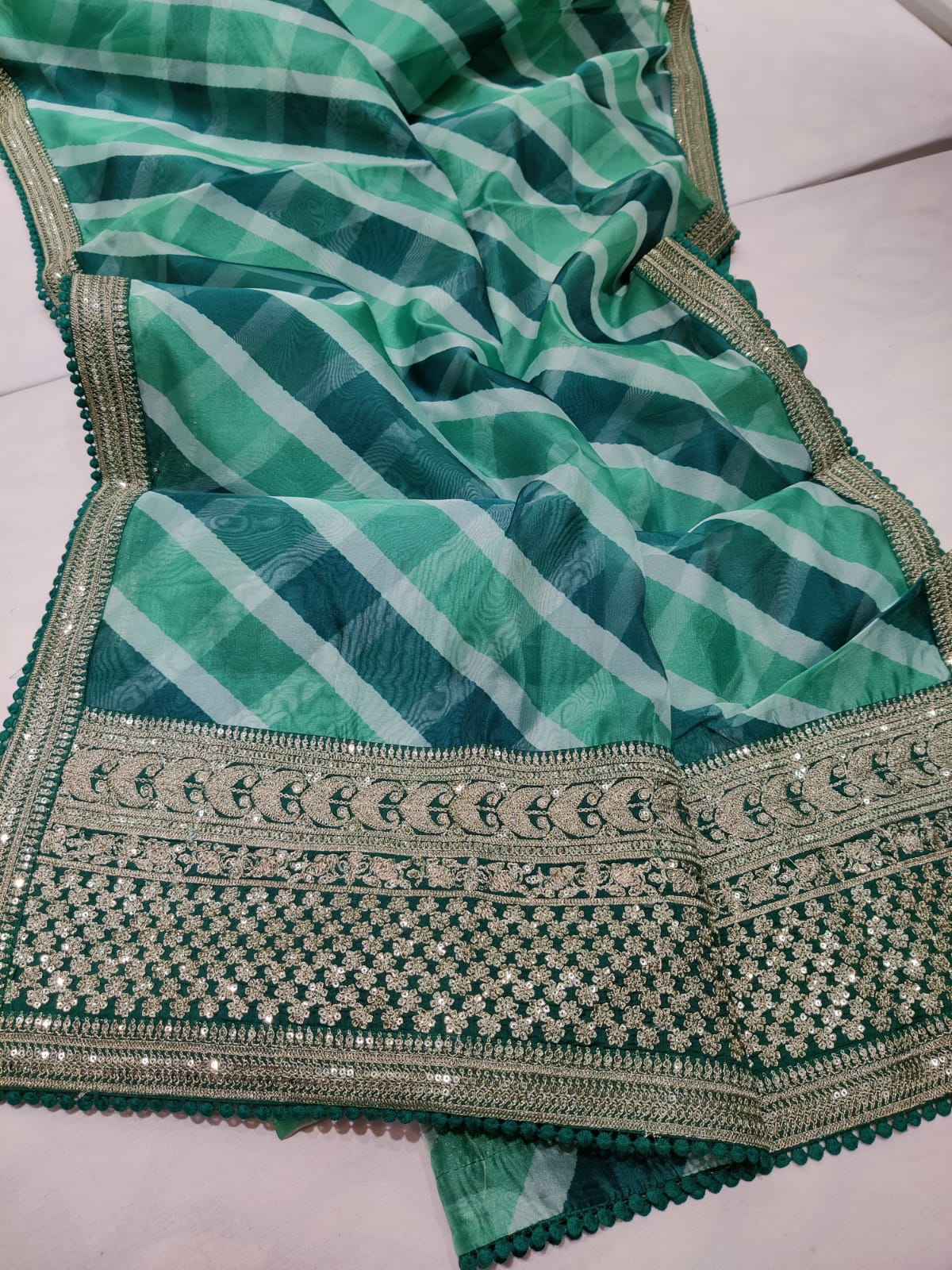 Omara lehariya organza saree - Saffronfashionindia