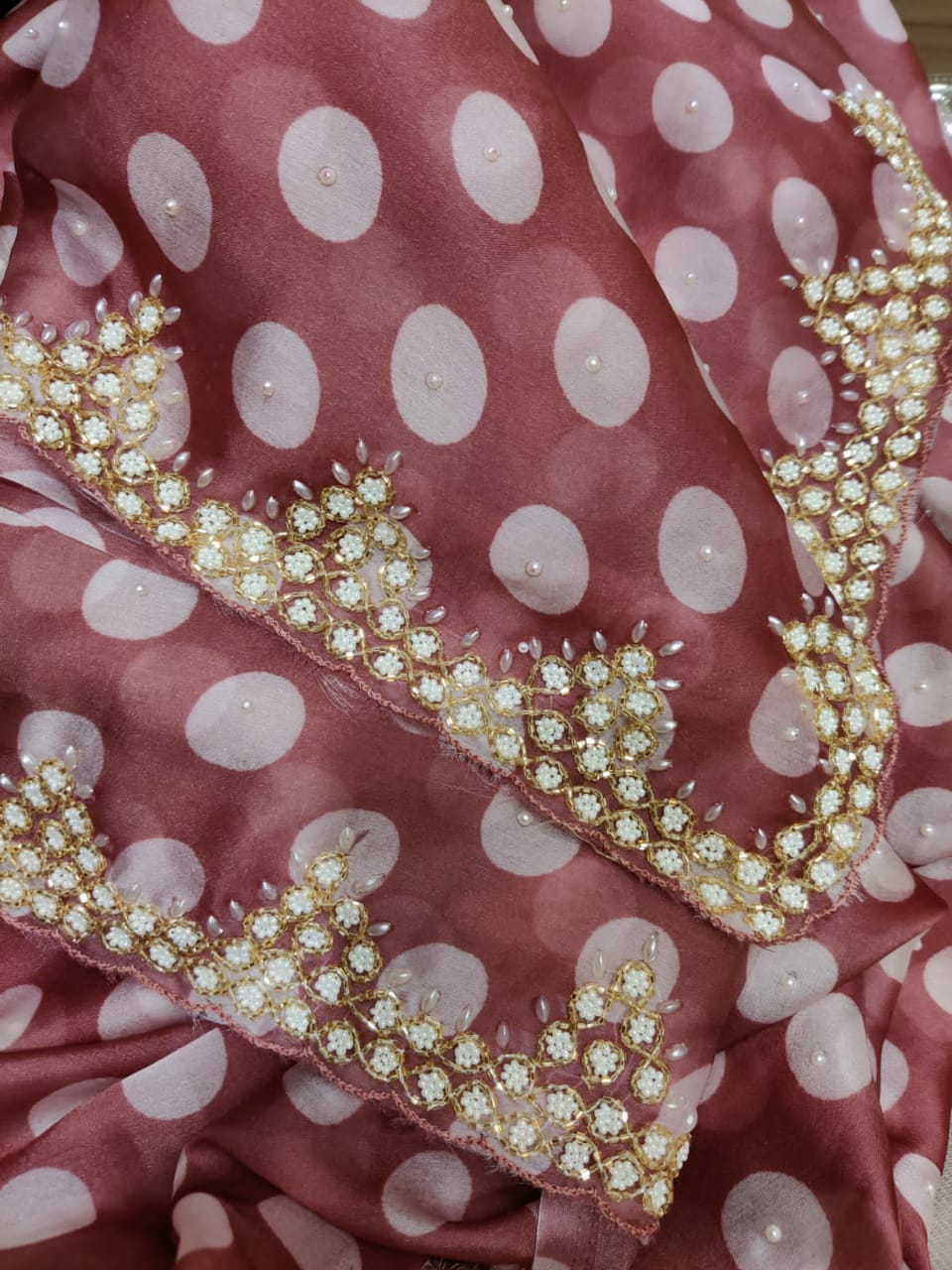 Polka dot inspired organza saree - Saffronfashionindia
