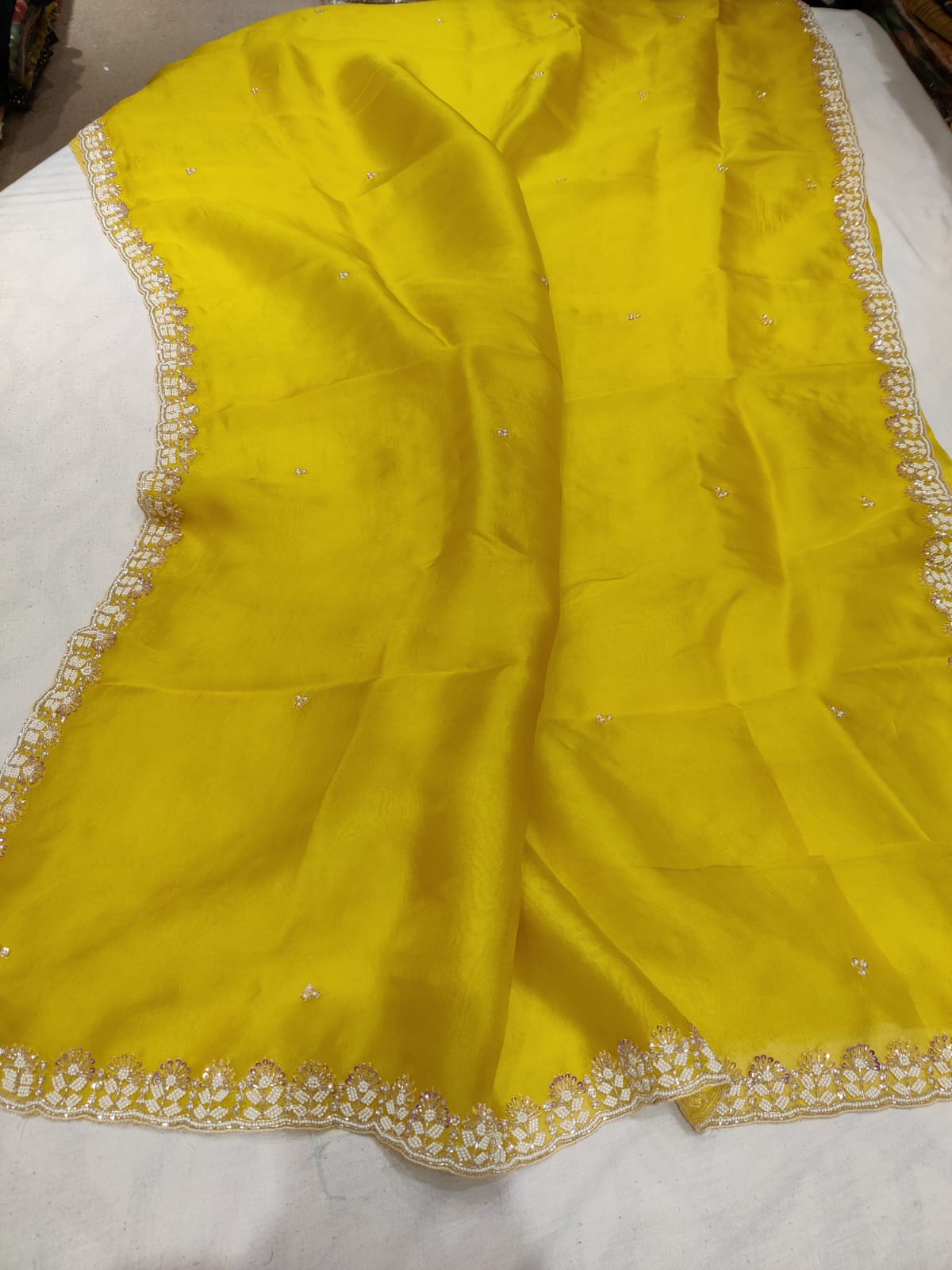 Luvika pearl organza saree - Saffronfashionindia