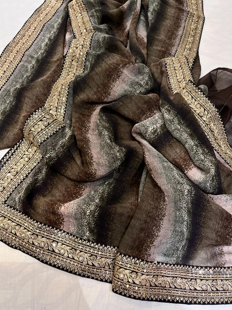 Perisha gorgette saree - Saffronfashionindia