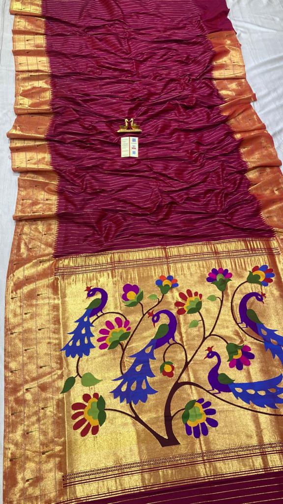Muniya paithani silk saree - Saffronfashionindia
