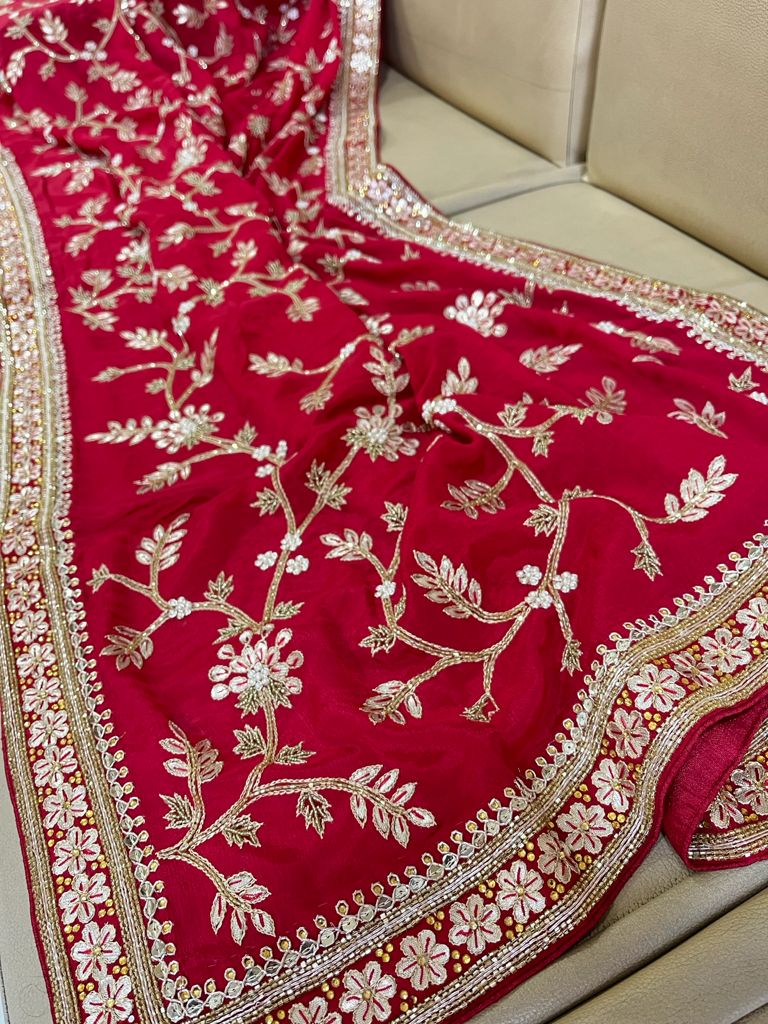 Red riding hood inspired saree - Saffronfashionindia