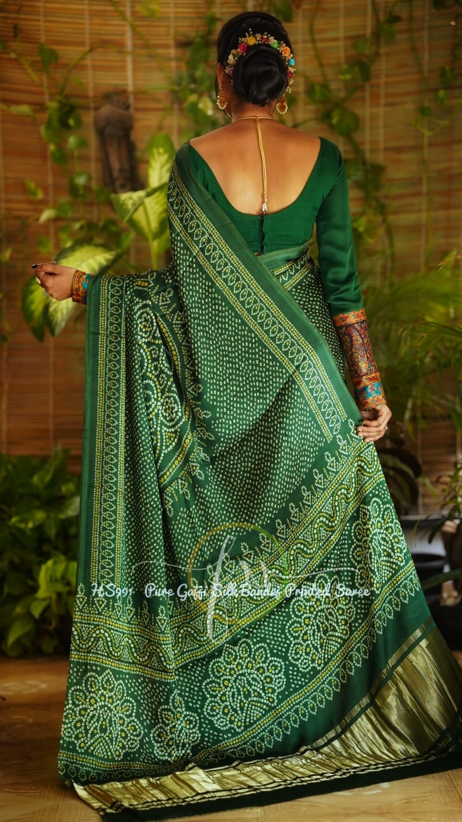 Ranisha bandhej gajji silk saree - Saffronfashionindia