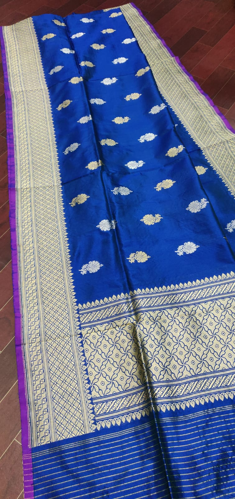 Royal Blue Katan silk dupatta/dupatta - Saffronfashionindia