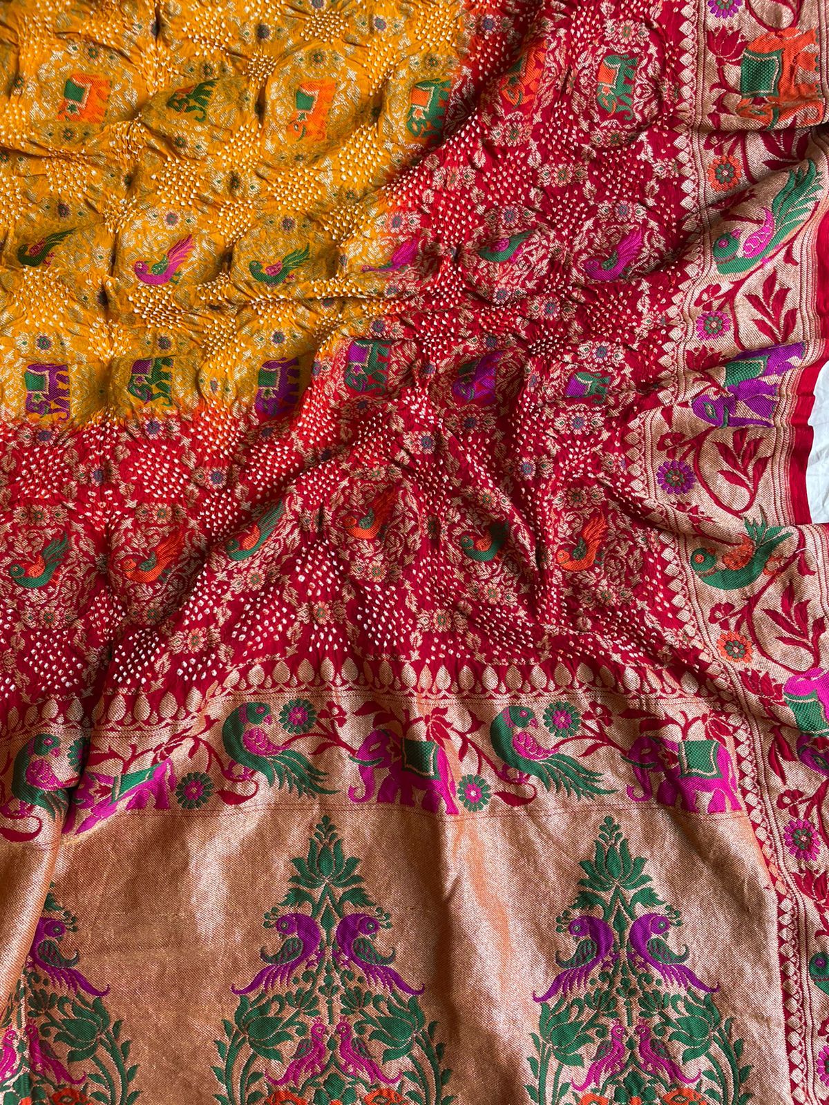 Festive inspired bandhej dupatta - Saffronfashionindia