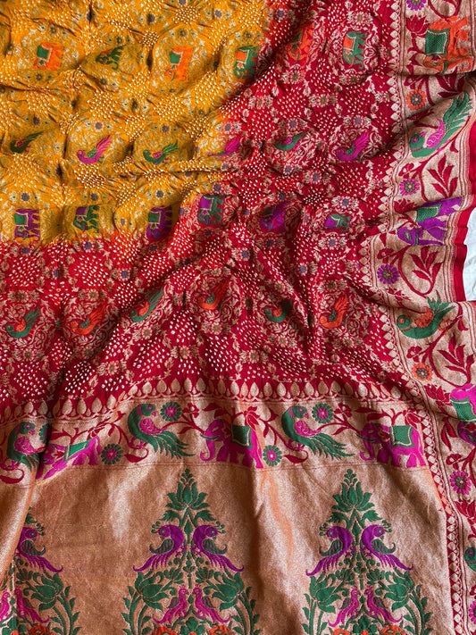 Festive inspired bandhej dupatta - Saffronfashionindia
