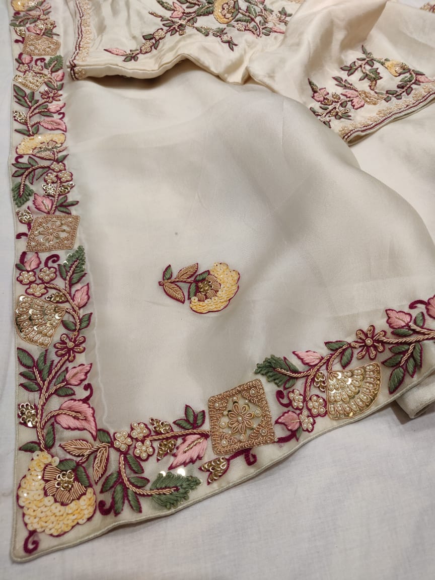 Apima embroidery saree - Saffronfashionindia