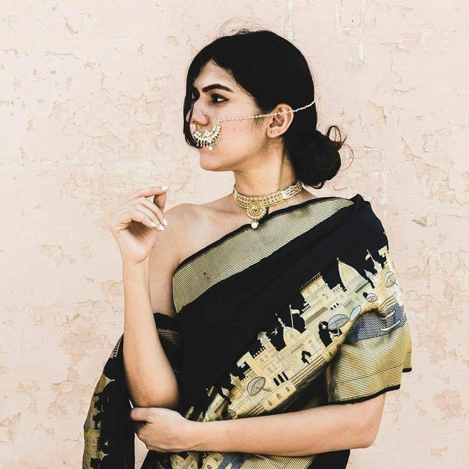 Gangaghat Katan silk saree - Saffronfashionindia