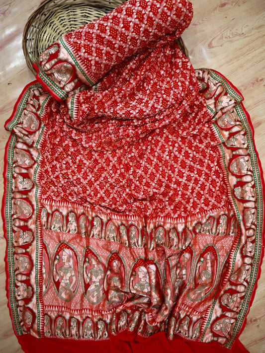 King queen inspired bandhani saree - Saffronfashionindia
