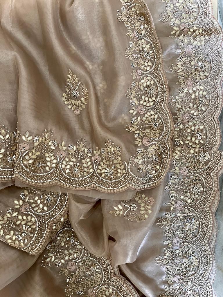 Gottapatti tissue organza saree - Saffronfashionindia