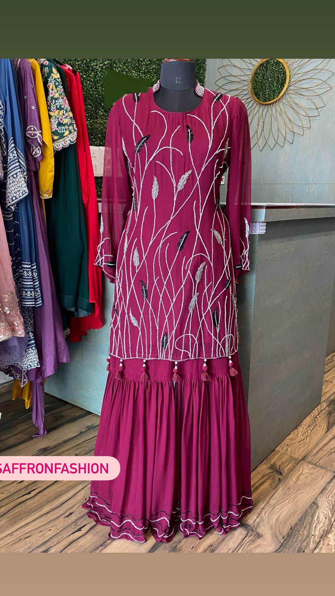Komal gorgette kurta gharara - Saffronfashionindia
