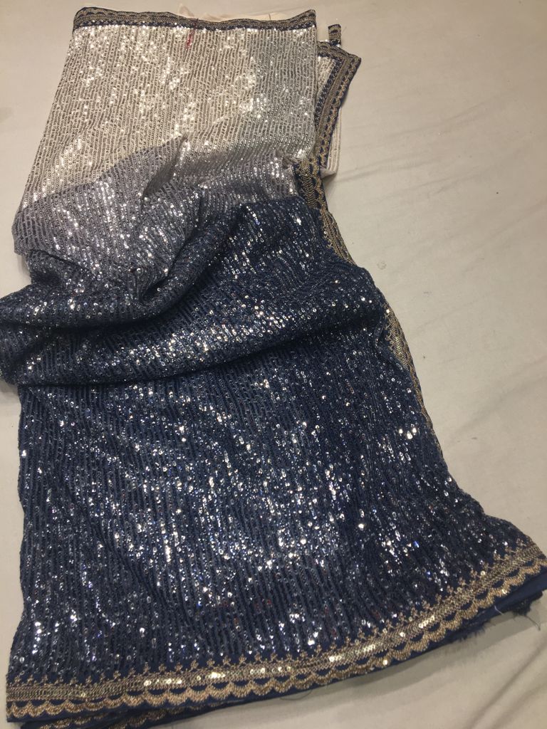 Sequins partywear saree - Saffronfashionindia