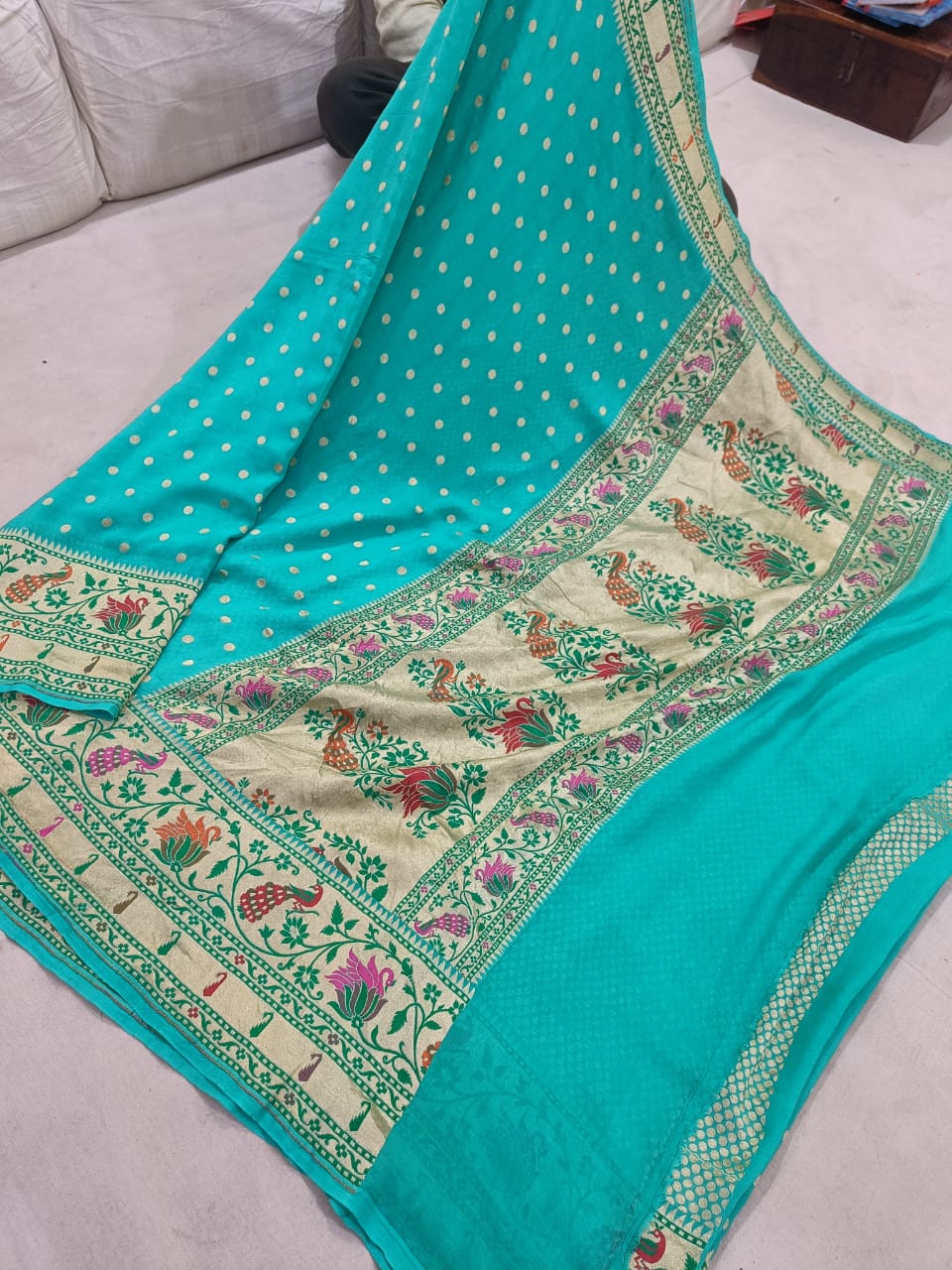 Sikhagarh gorgette saree - Saffronfashionindia