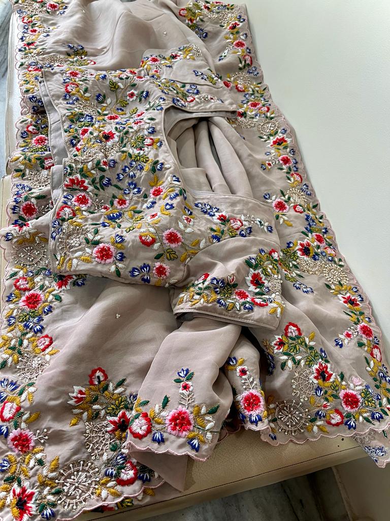 Rangbhara organza Resham saree - Saffronfashionindia