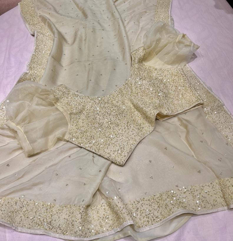 Posh organza sequins saree - Saffronfashionindia