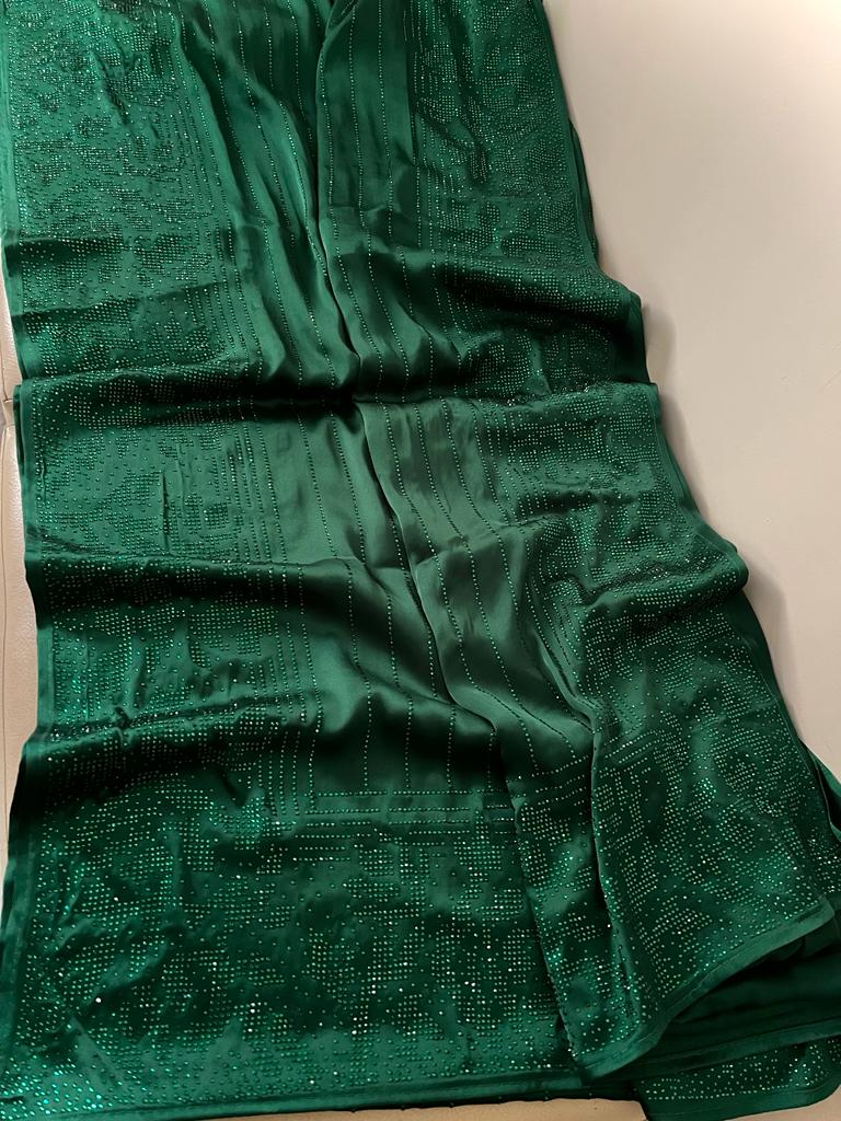 Waleda satin swarosvki saree - Saffronfashionindia