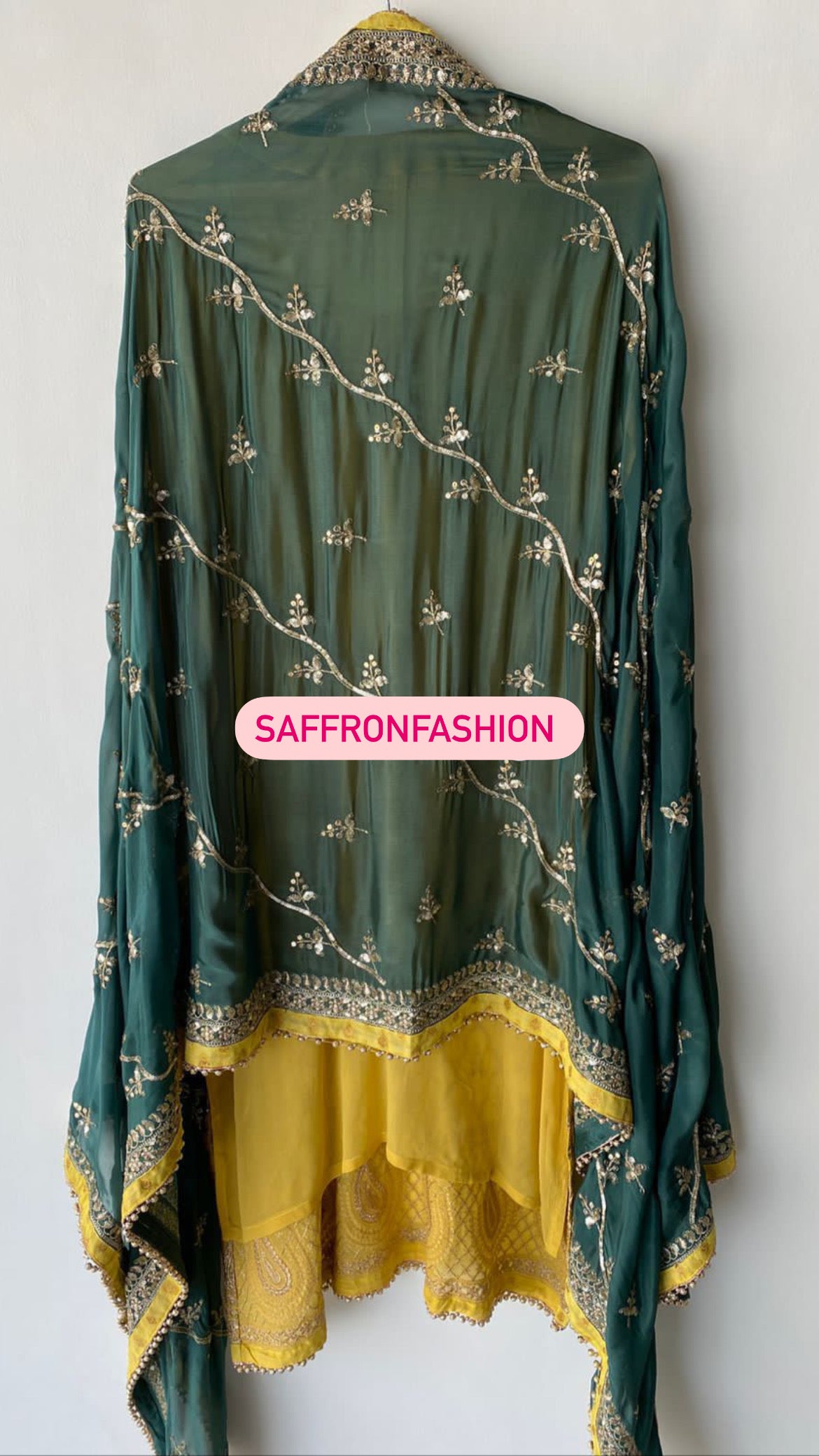 Yellow gorgette kurta dress - Saffronfashionindia