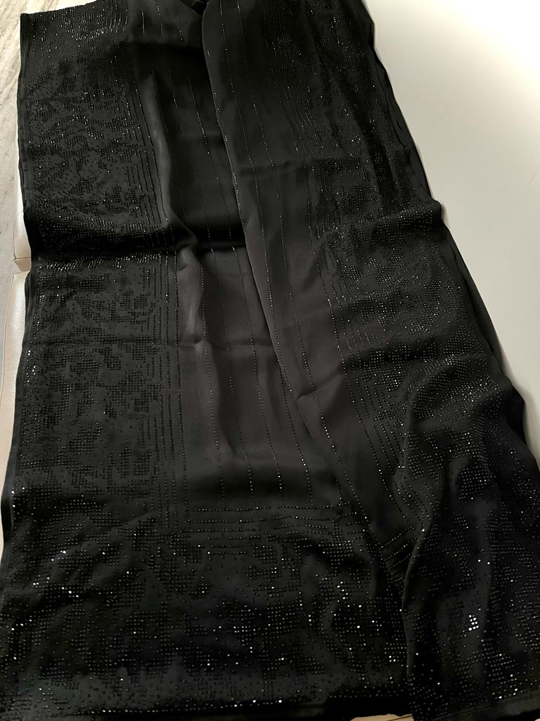 Waleda satin swarosvki saree - Saffronfashionindia