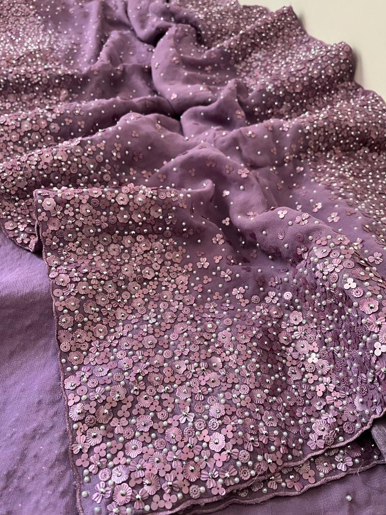 Nashina gorgette reception saree wedding saree partywear sarees - Saffronfashionindia