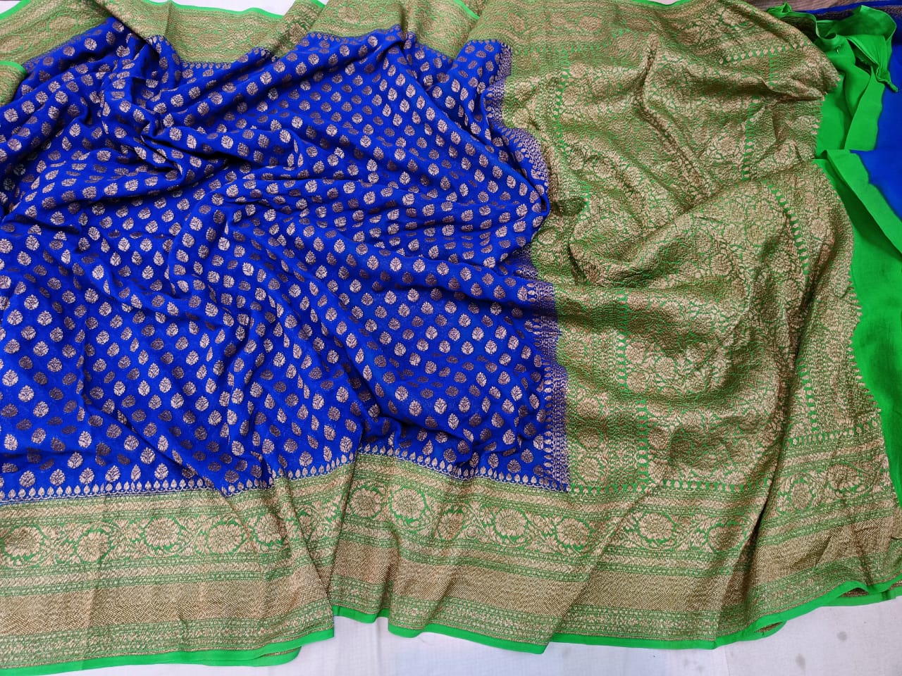 Avira khaddi gorgette saree - Saffronfashionindia