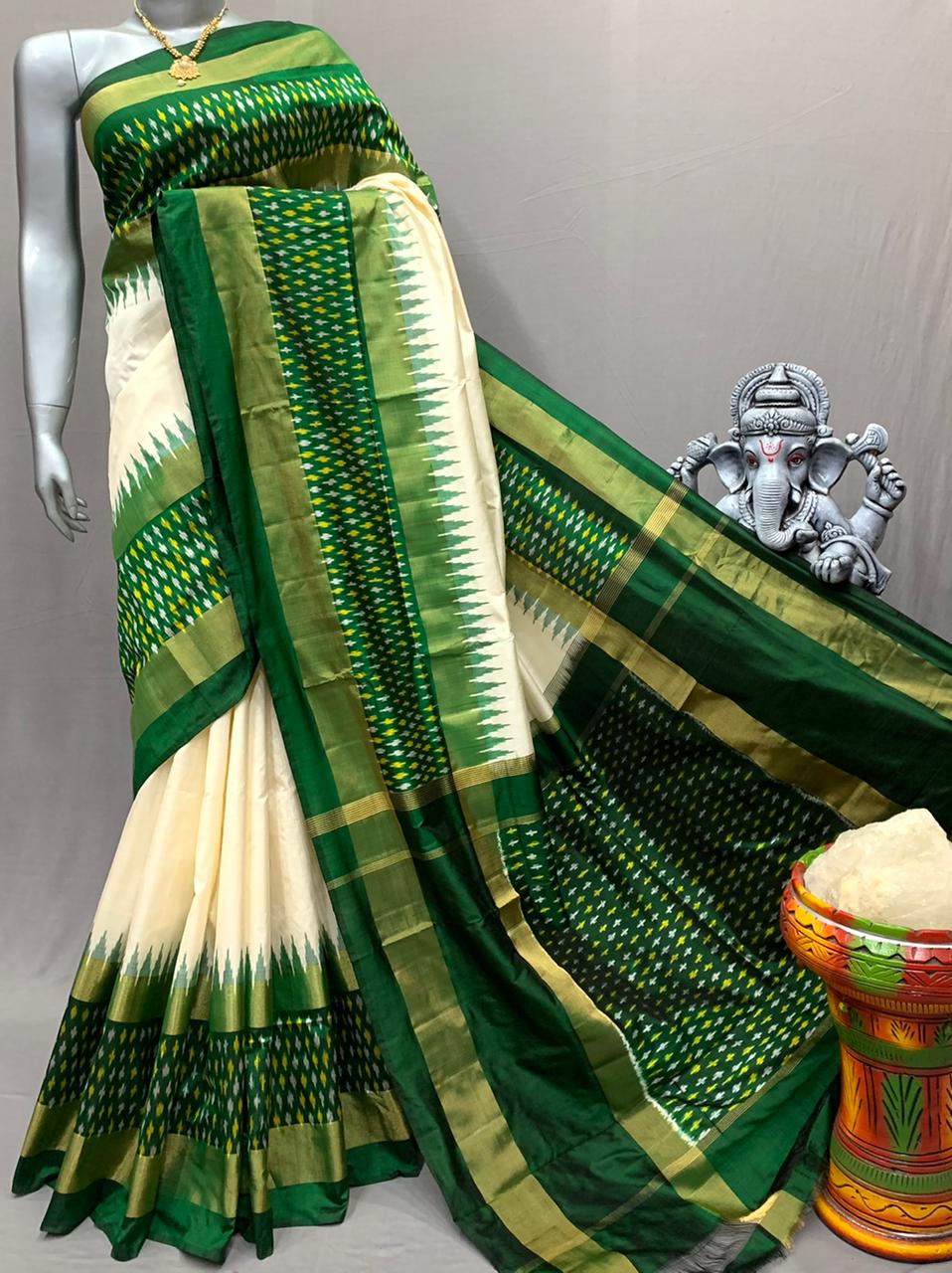 Ikkat Indian saree women sari blouse - Saffronfashionindia