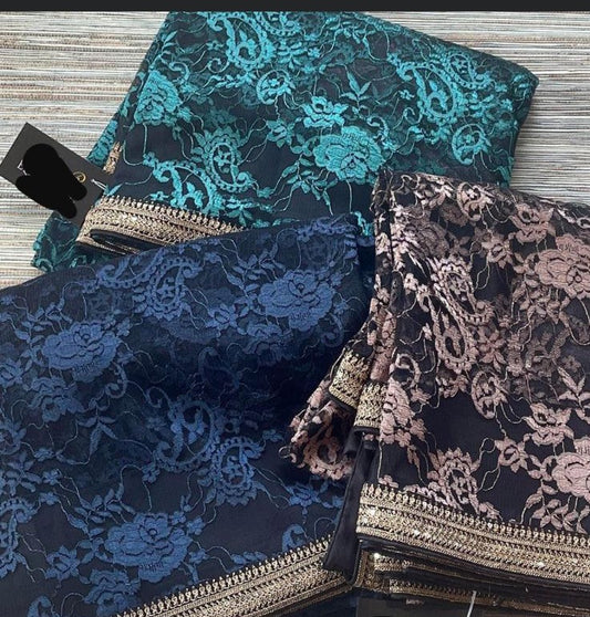 Stainley zardosi saree/net saree/chaintley sari - Saffronfashionindia