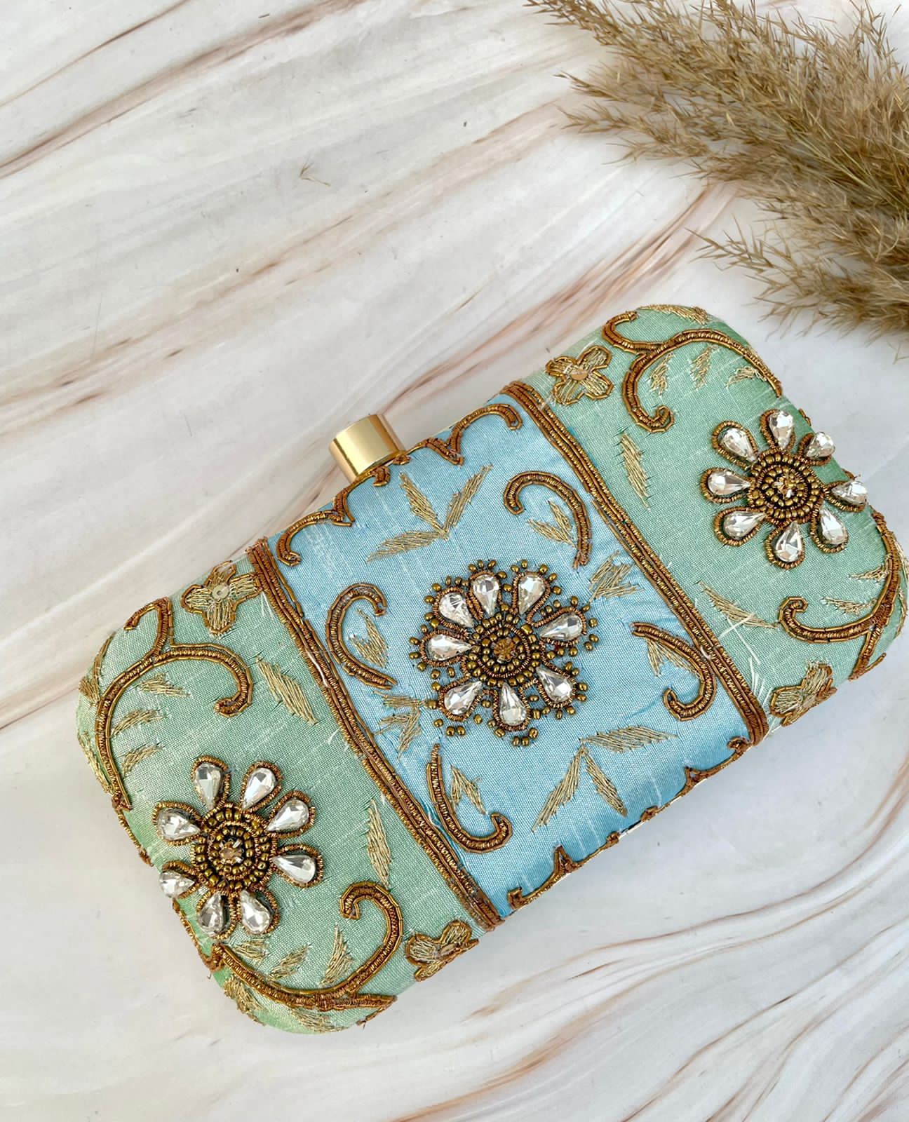 Aviral embroidered clutch - Saffronfashionindia