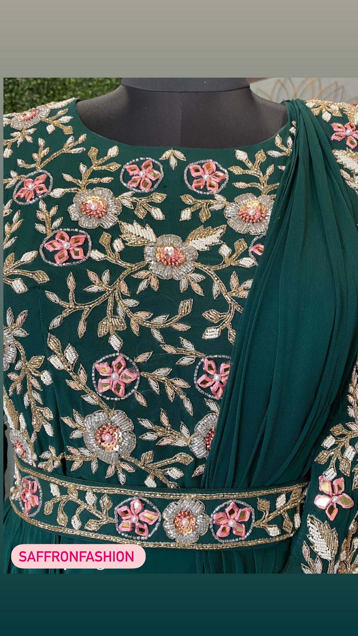 Susan green ready gown - Saffronfashionindia
