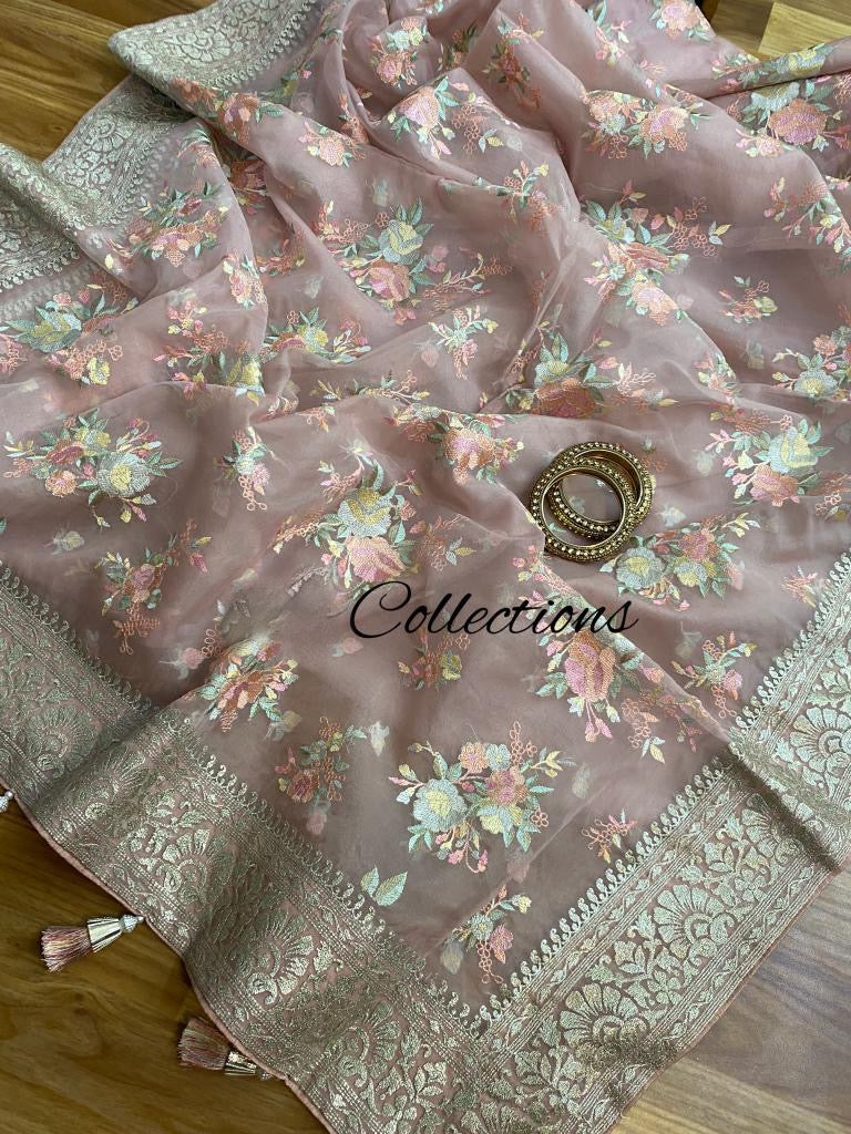 Vanilla gorgeous saree/embroidered saree - Saffronfashionindia
