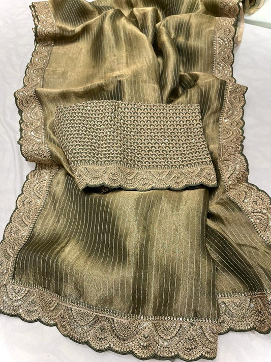 Rangvana tissue kanjeevaram saree - Saffronfashionindia