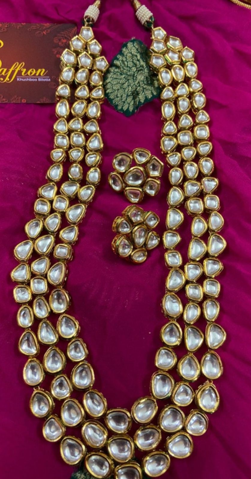 Linear Kundan necklace - Saffronfashionindia