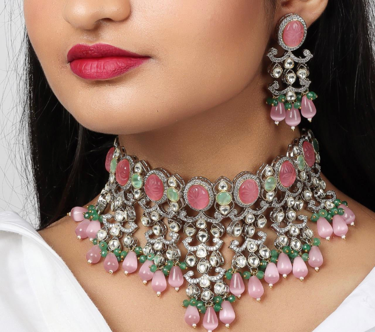 Vanima beaded choker set - Saffronfashionindia