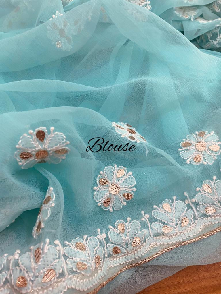 Khushnama Chikankari saree - Saffronfashionindia