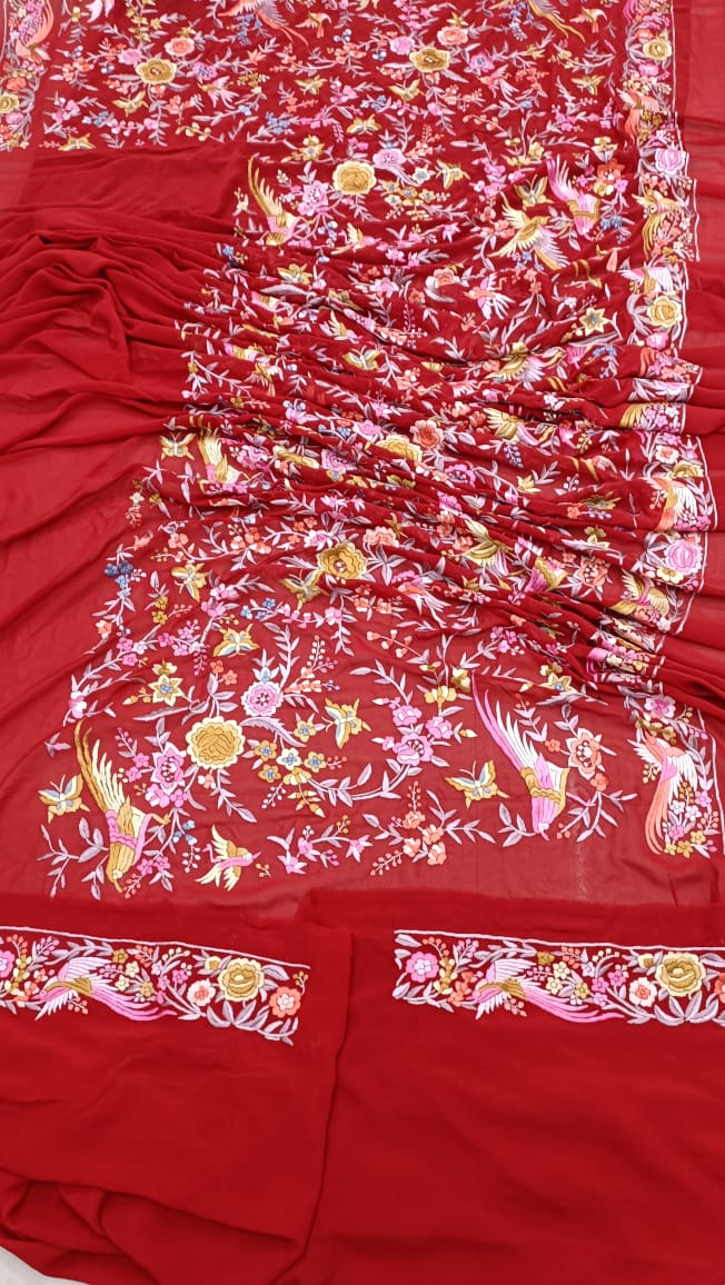 Red riding inspired Parsi saree - Saffronfashionindia