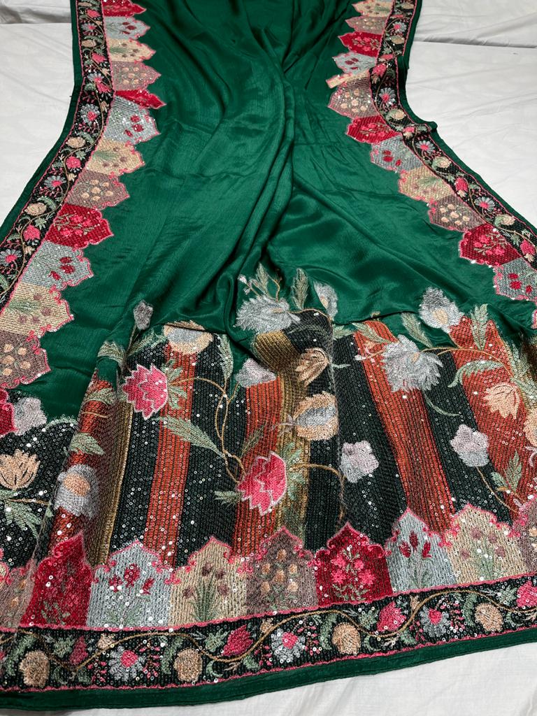 Ashvi crepe designer saree - Saffronfashionindia