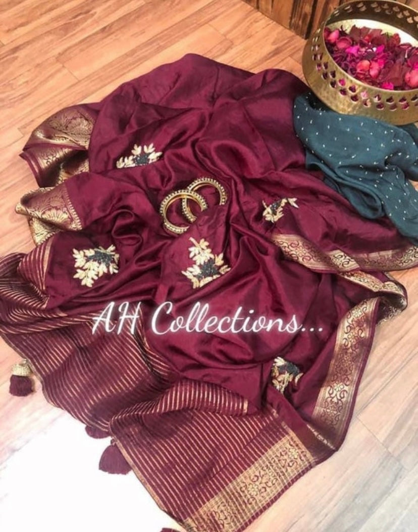 Munga partywear saree - Saffronfashionindia