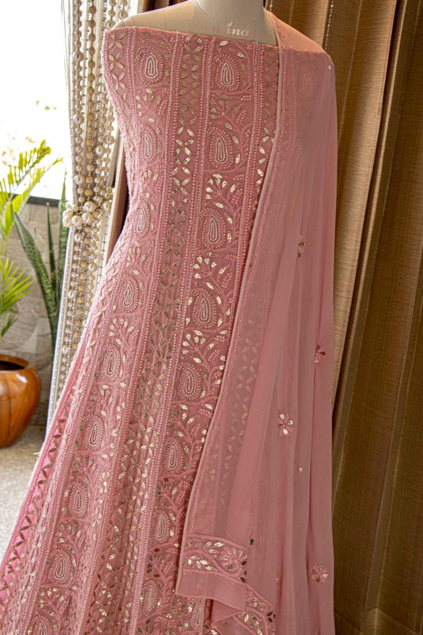 Anarkali inspired gorgette suit - Saffronfashionindia