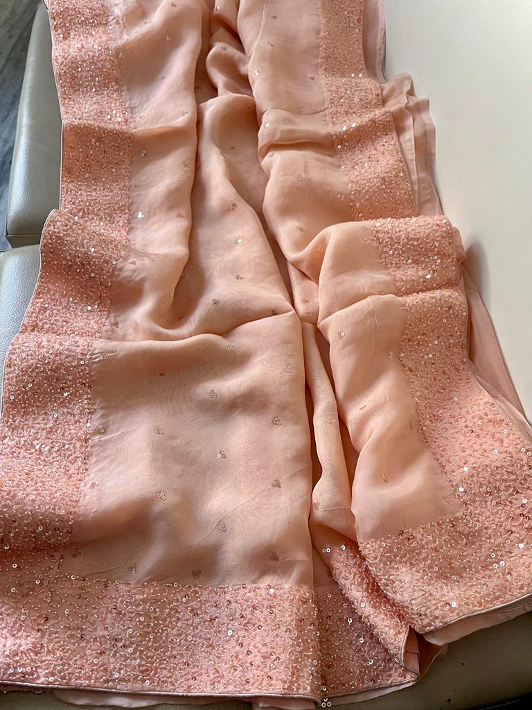 Navika organza pearl saree - Saffronfashionindia