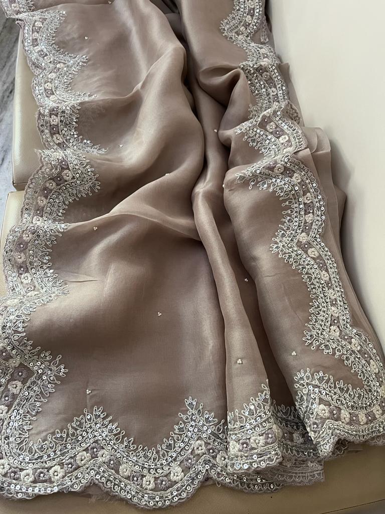 Lobish organza sequence saree - Saffronfashionindia