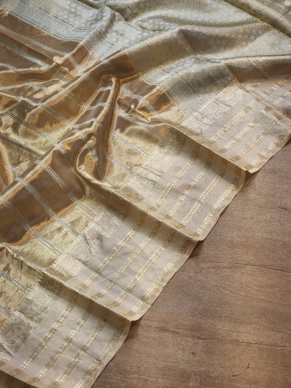 Handwoven tissue striped saree - Saffronfashionindia