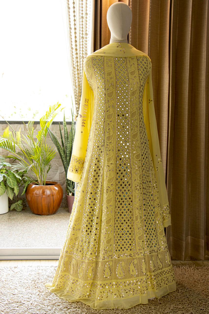 Anarkali inspired gorgette suit - Saffronfashionindia