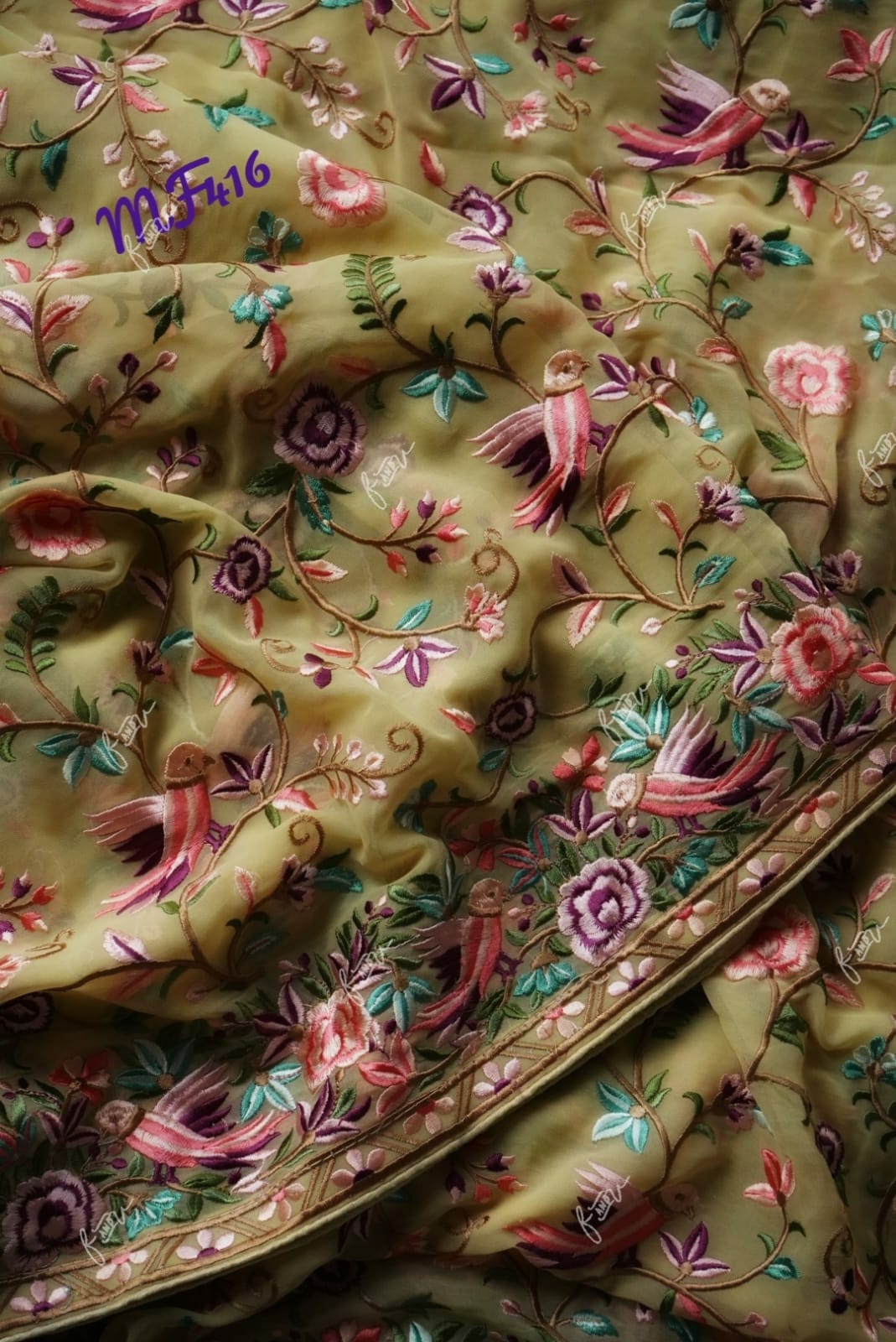 Velecia embroidery saree - Saffronfashionindia