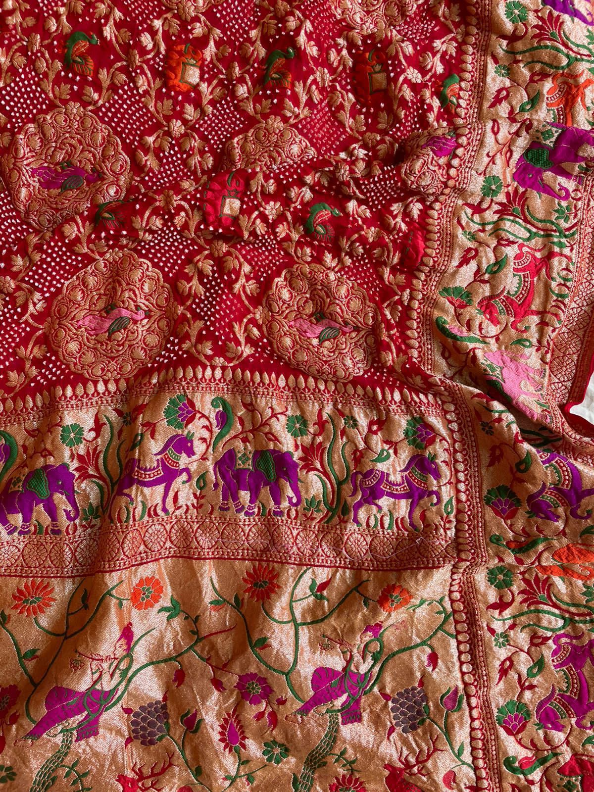 Aaina bandhej gorgette dupatta - Saffronfashionindia
