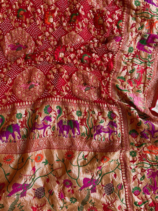 Aaina bandhej gorgette dupatta - Saffronfashionindia