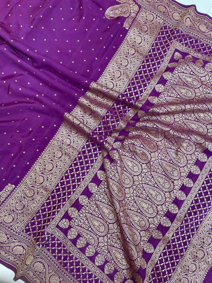 Antique inspired Banarsi crepe saree Indian saree women sari blouse Saffronfashion